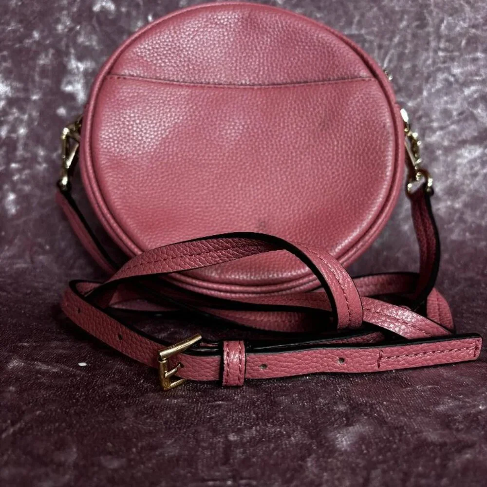 Michael Kors Pink Leather Canteen Circular Crossbody Bag